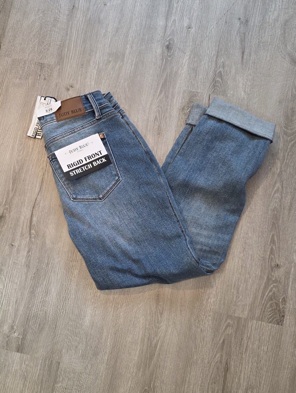 Judy Blue Jeans Womens Size 3/26 Boyfriend Fit Mid Rise Rigid Front Denim